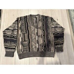 Vintage Florence Tricot Knit Textured Sweater Coogi Style Size L